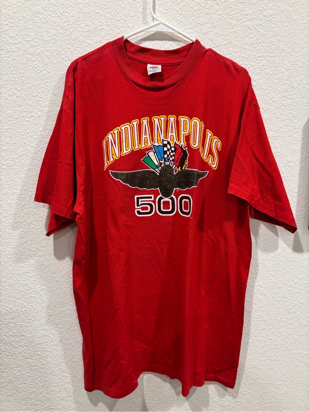 Red Vintage 90s Indianapolis Indy 500 Racing Tee Tshirt Size 2XL USA Made